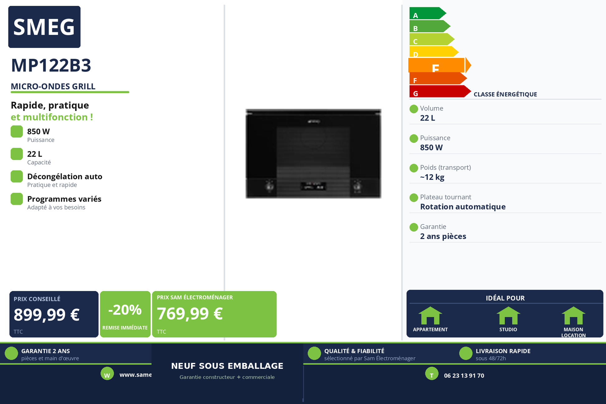 Vignette Micro-Ondes Grill Smeg MP122B3