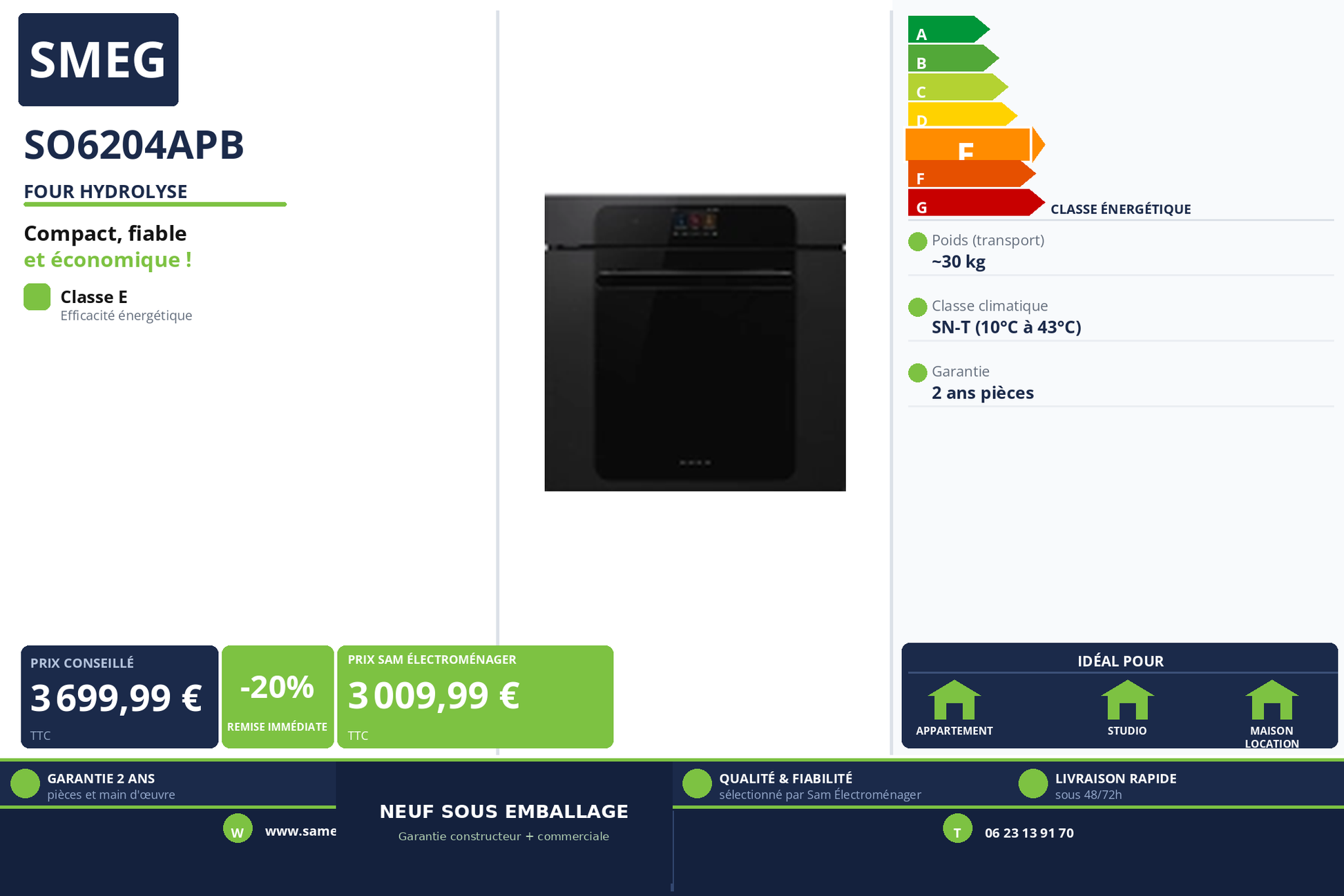 Vignette Four Hydrolyse Smeg SO6204APB