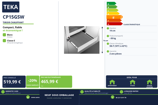 Vignette Tiroir Chauffant Teka CP15GSW