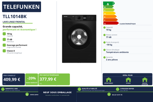 Vignette Lave-Linge Frontal Telefunken TLL1014BK