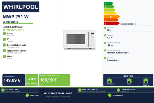 Vignette Micro-Ondes Whirlpool MWP 251 W