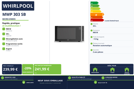 Vignette Micro-Ondes Whirlpool MWP 303 SB