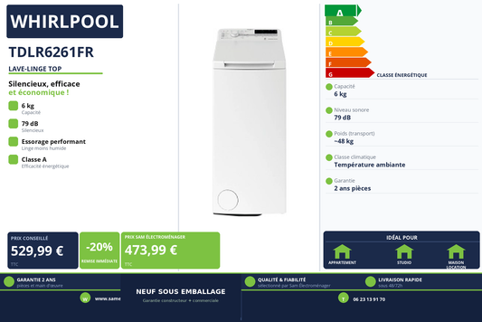 Vignette Lave-Linge Top Whirlpool TDLR6261FR