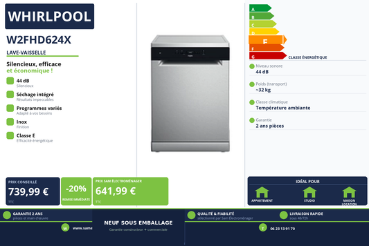 Vignette Lave-Vaisselle Whirlpool W2FHD624X