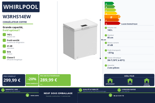 Vignette Congélateur Coffre Whirlpool W3RHS14EW