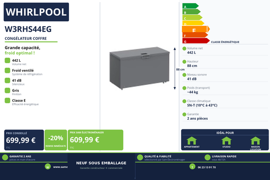 Vignette Congélateur Coffre Whirlpool W3RHS44EG