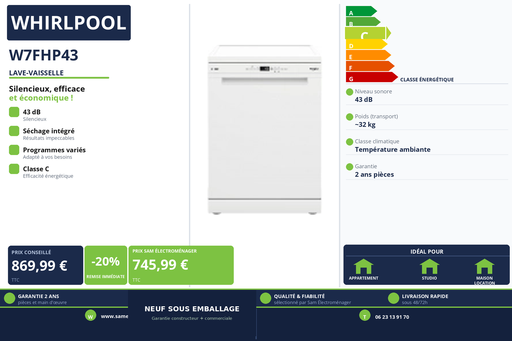 Vignette Lave-Vaisselle Whirlpool W7FHP43