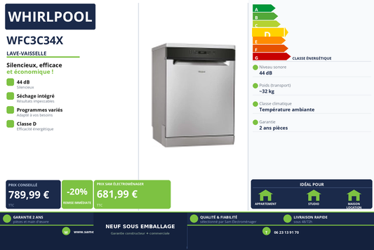 Vignette Lave-Vaisselle Whirlpool WFC3C34X