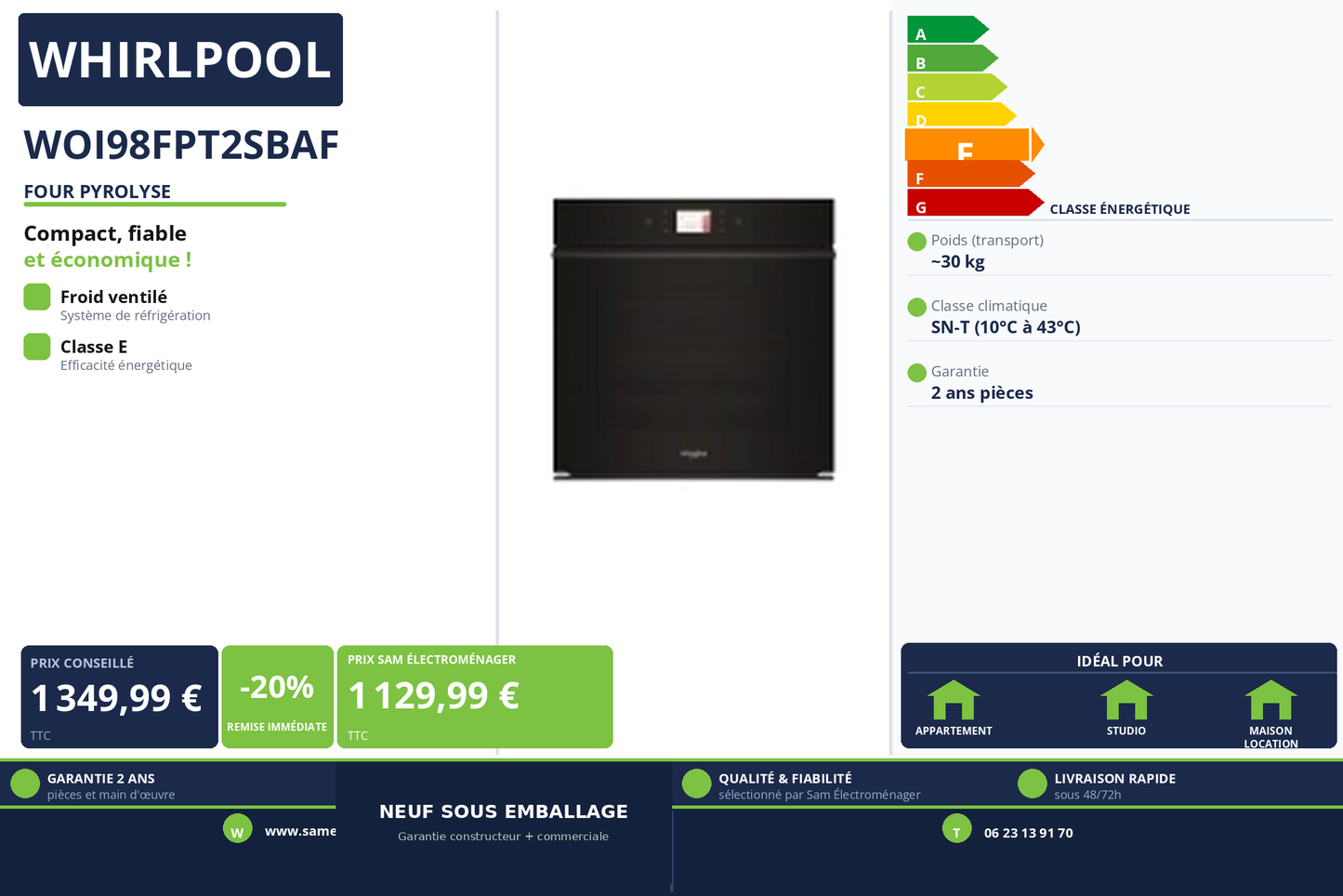 Vignette Four Pyrolyse Whirlpool WOI98FPT2SBAF