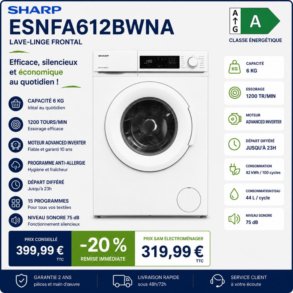 lave-linge 6 kg sharp - Photo 1