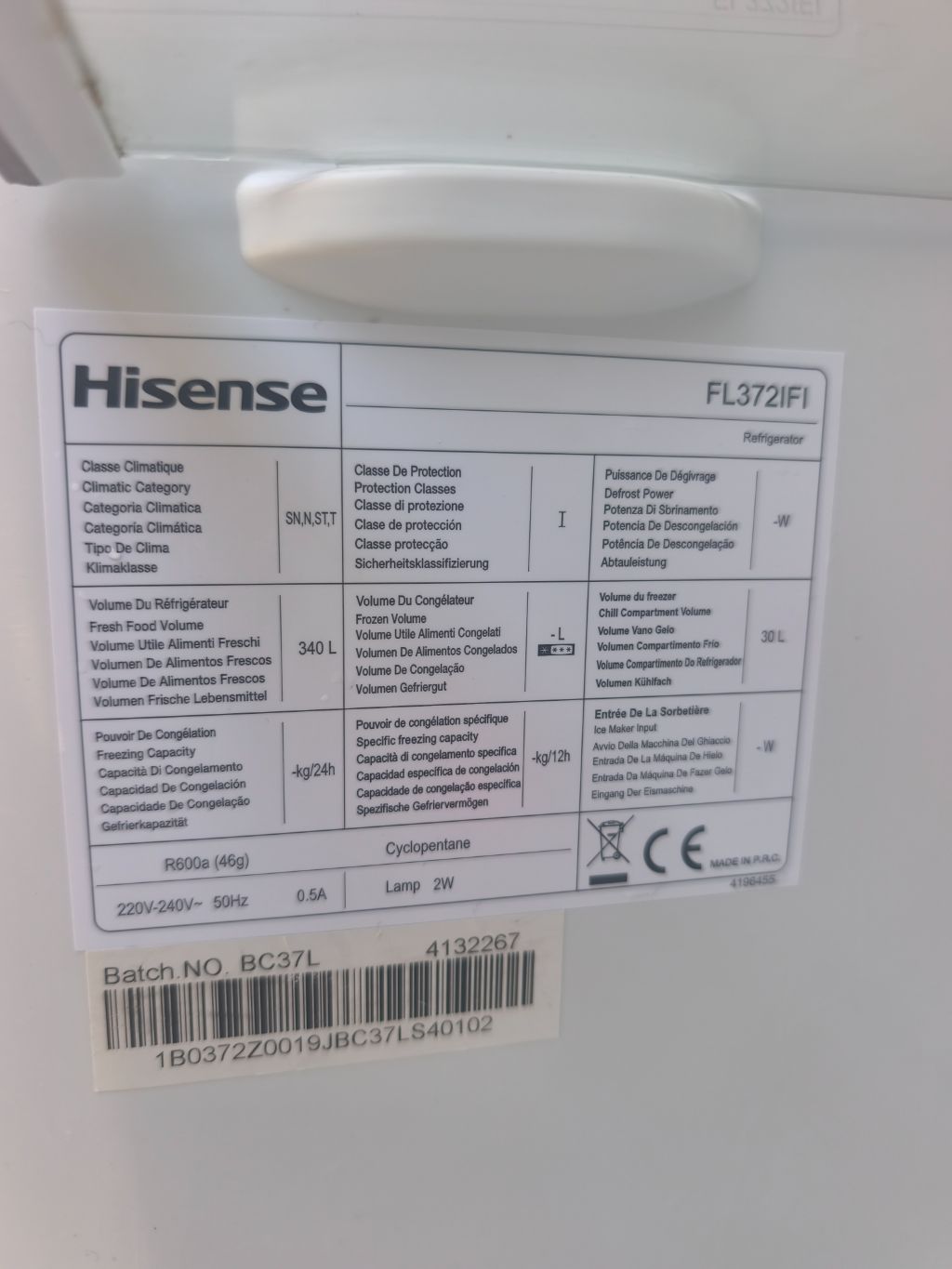 Réfrigérateur une porte froid ventilé 370 litres - Photo 3