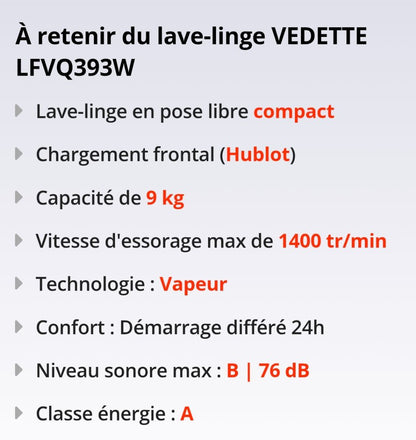 Lave-linge 9 kg - Photo 4