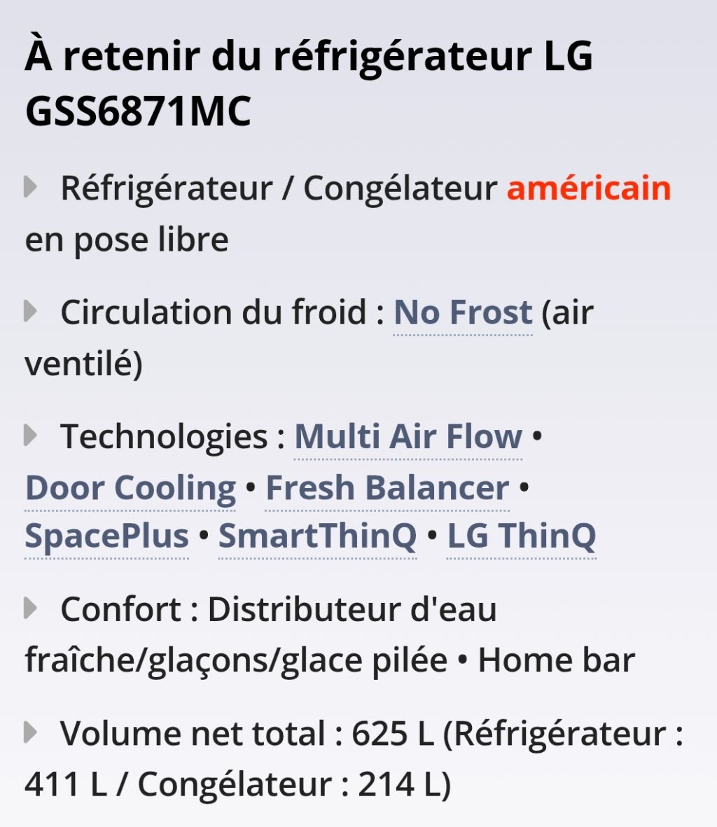 LG GSS6871MC – Réfrigérateur Américain No Frost Grande Capacité 601L - Photo 4