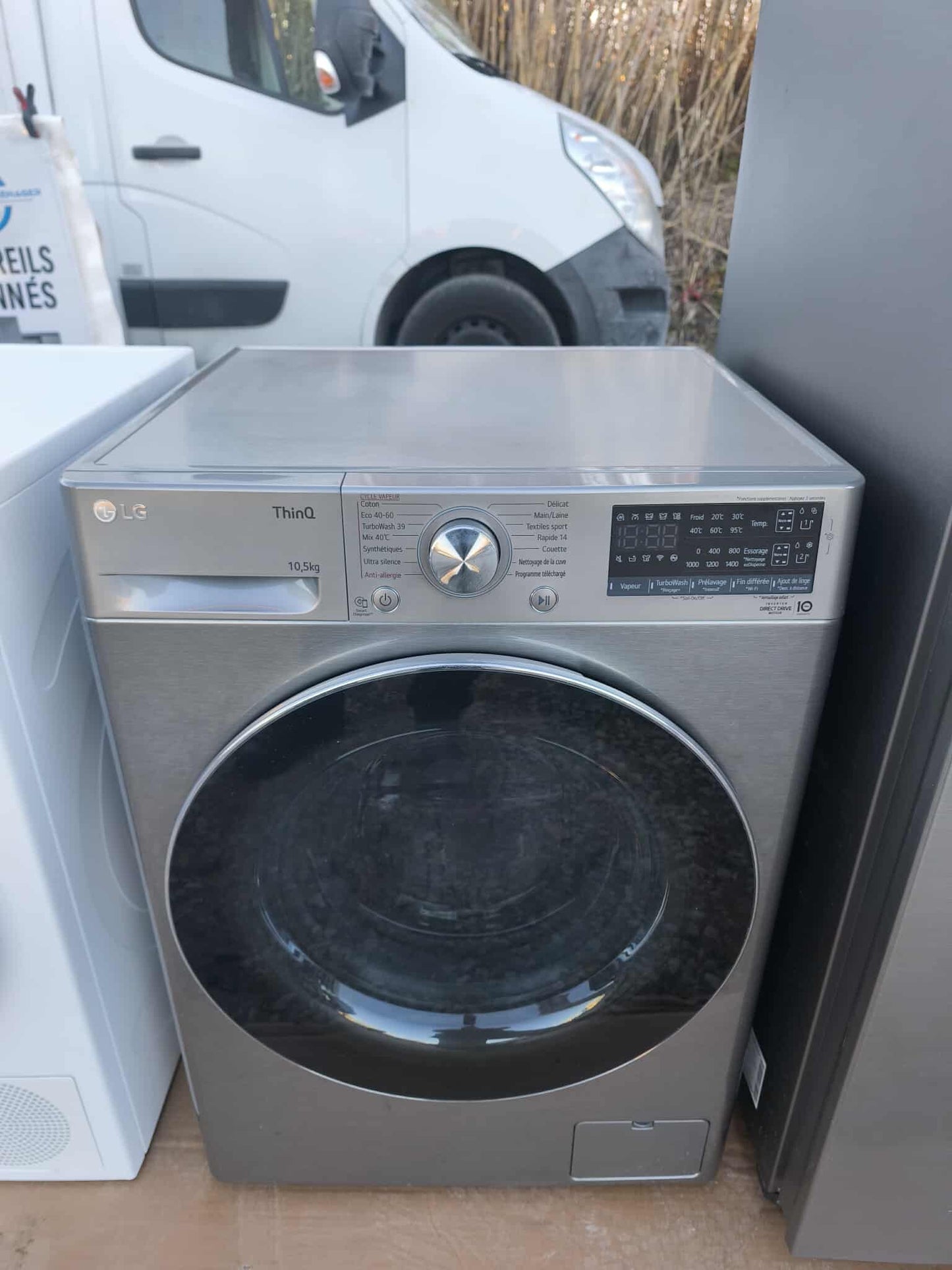 Lave-linge LG 10,5 kg Inox – Technologie ThinQ – Reconditionné