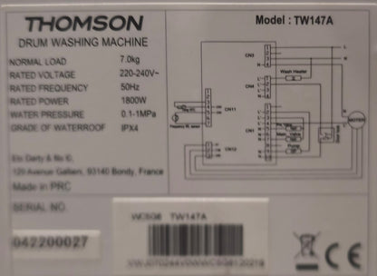 Thomson TW147A – Lave-linge hublot